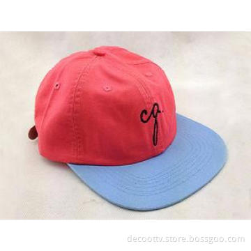 Enzyme Washed Baseball Cap 100% Cotton with Genuine Leather